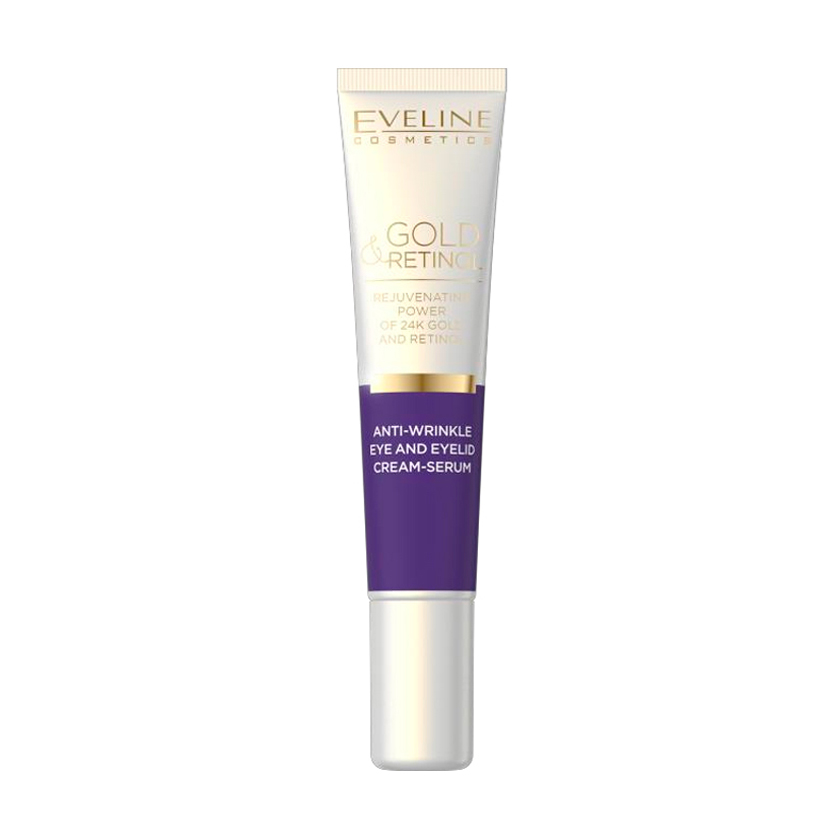 Крем-сироватка для шкіри навколо очей Eveline Cosmetics Gold &amp; Retinol Anti-Wrinkle Eye and Eyelid Cream-Serum проти зморщок, 20 мл
